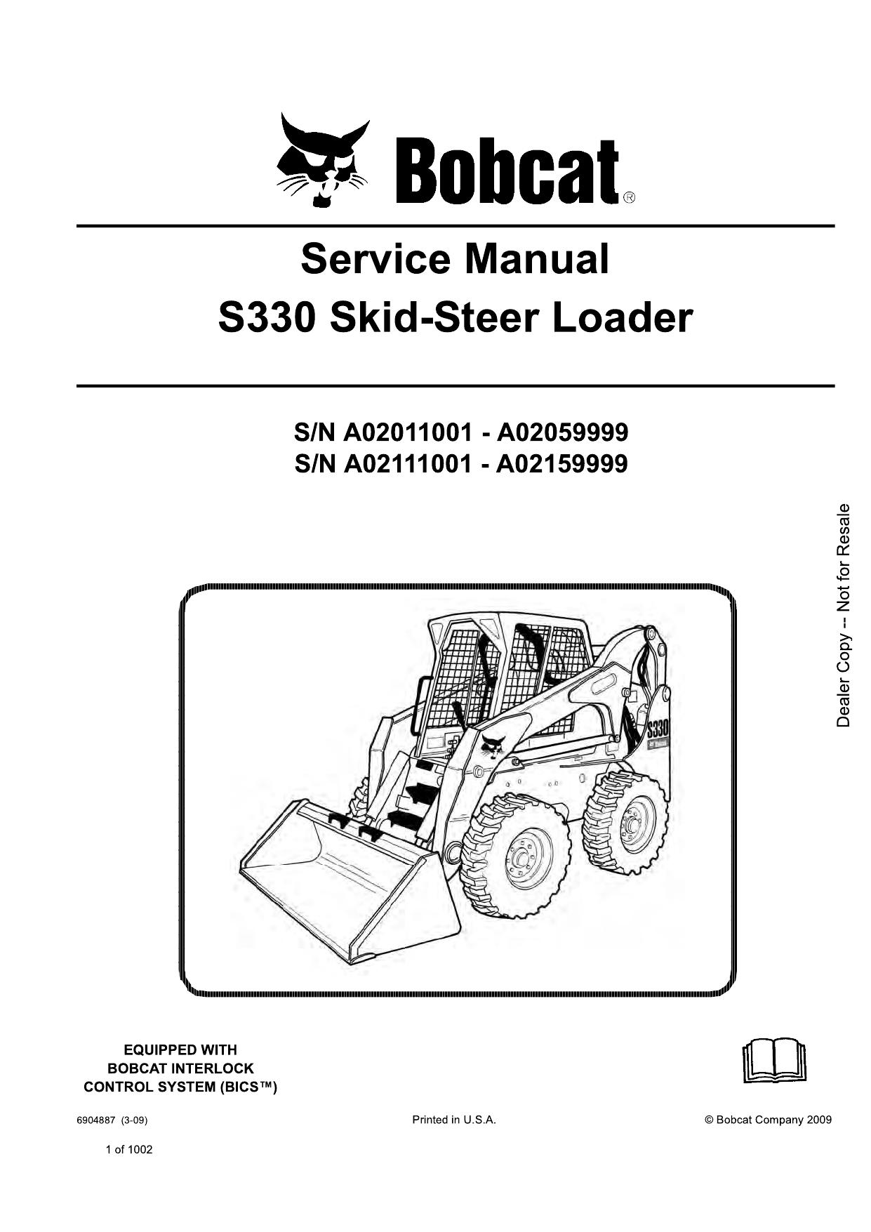 S330 Skid-Steer Loader Service Manual Bobcat